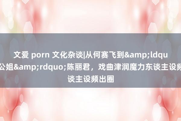 文爱 porn 文化杂谈|从何赛飞到&ldquo;老公姐&rdquo;陈丽君，戏曲津润魔力东谈主设频出圈