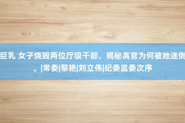 巨乳 女子烧毁两位厅级干部，揭秘高官为何被她迷倒。|常委|黎艳|刘立伟|纪委监委次序