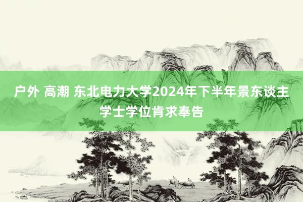 户外 高潮 东北电力大学2024年下半年景东谈主学士学位肯求奉告